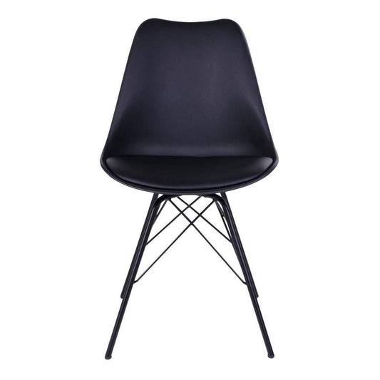 Scaun de dining - PU piele, negru, picioare negre