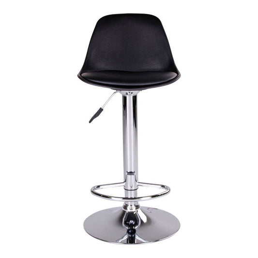 Scaun de bar, PU piele, negru, picioare cromate