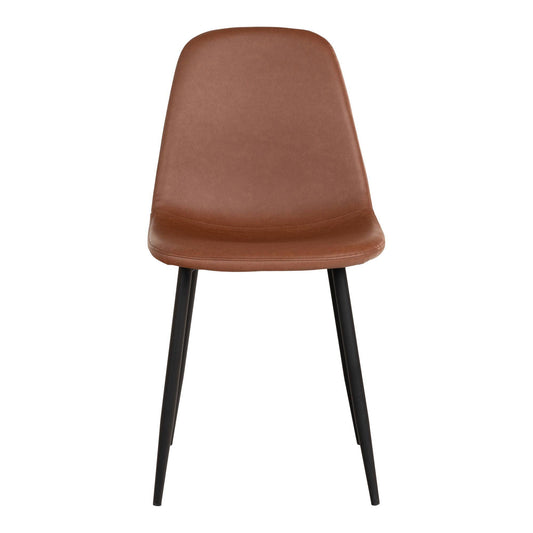 scaun de dining, piele PU, vintage maro deschis, picioare negre