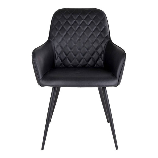 Scaun de dining, piele PU, negru, picioare negre