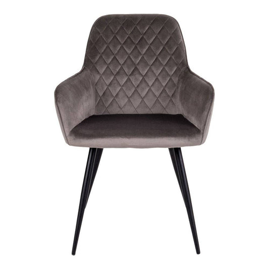 Scaun de dining din catifea, bej-gri, picioare negre