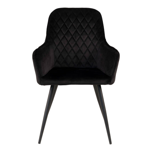 Scaun de dining din catifea, negru, picioare negre