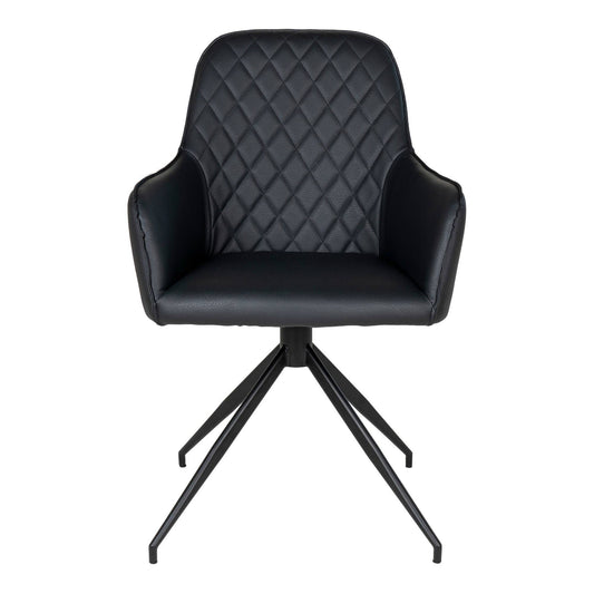 Scaun de dining rotativ, piele PU, negru, picioare negre