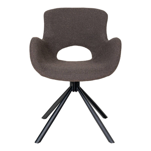 Scaun de dining rotativ, material bouclé, bej-gri