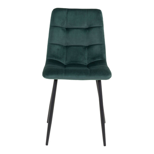 Scaun de dining din catifea, verde inchis, picioare negre