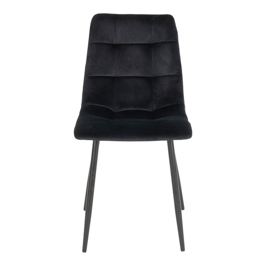 Scaun de dining din catifea, negru, picioare negre