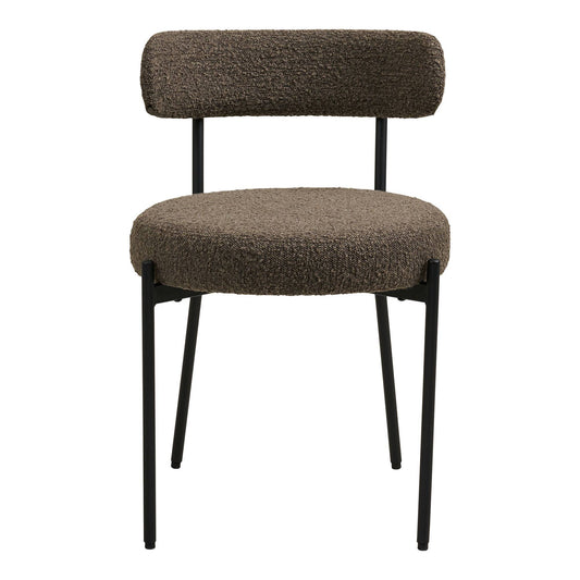 Scaun de dining din material bouclé, maro, picioare negre