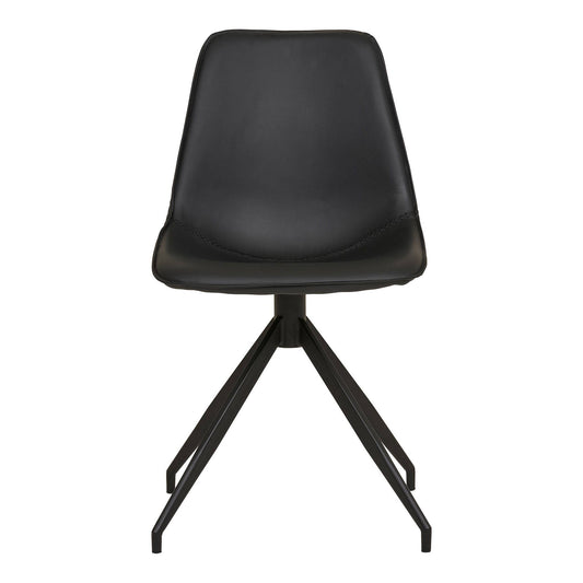 Scaun de dining rotativ, piele PU, negru, picioare negre
