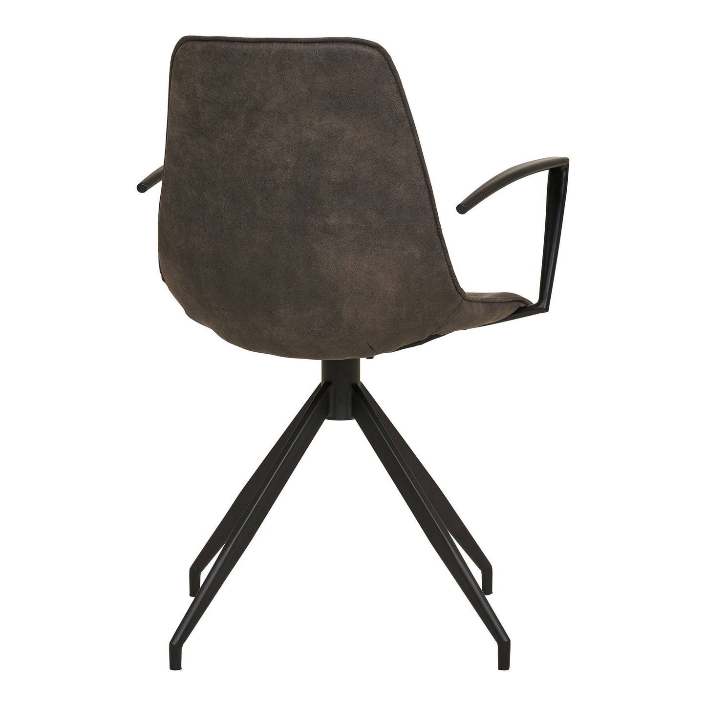 Scaun de dining rotativ cu cotiere, microfibra, gri cu picioare negre