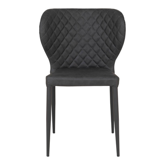 Scaun de dining, piele PU, gri inchis, picioare negre