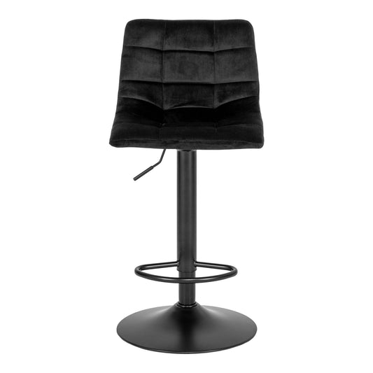 Scaun de bar din catifea, negru, picioare negre