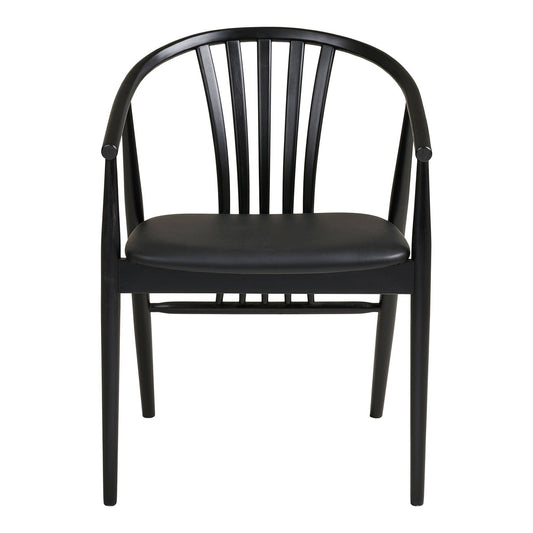 Scaun de dining din lemn de fag cu sezut din piele PU, negru