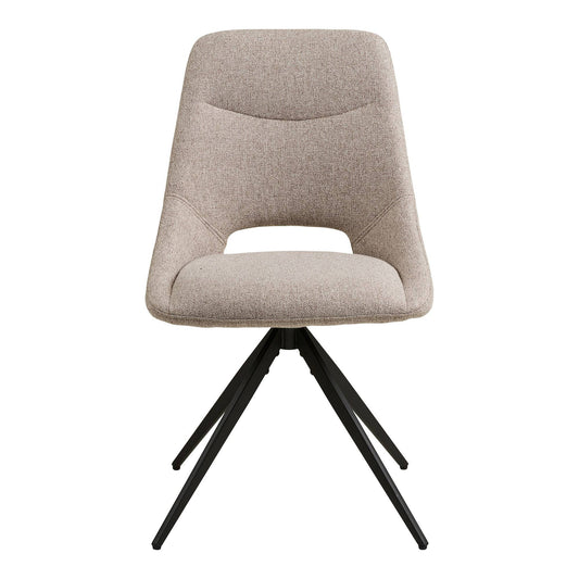 Scaun de dining rotativ, nisipiu, picioare negre