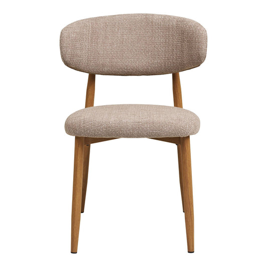 Scaun de dining nisipiu, picioare cu aspect de lemn, stejar