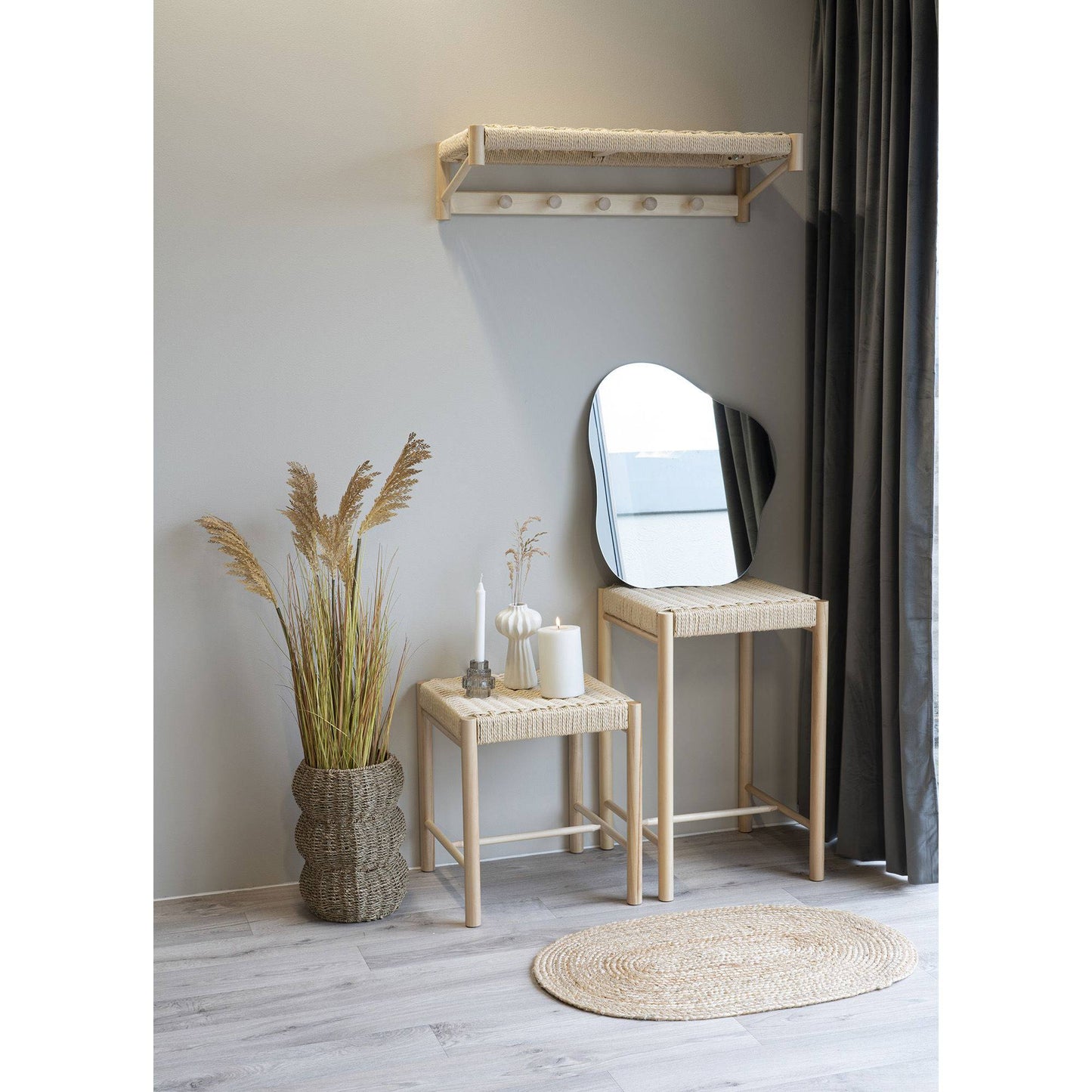 Scaun de bar cu sezut din rachita, natur, in living