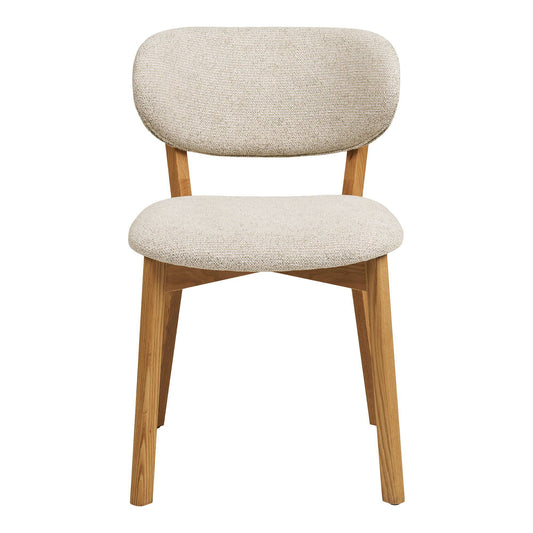 Scaun de dining din lemn de stejar cu sezut textil, bej