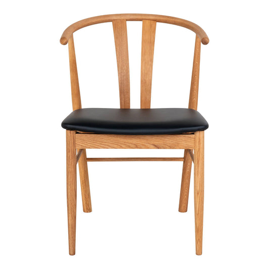 Scaun de dining, stejar cu sezut din piele PU, natur/negru