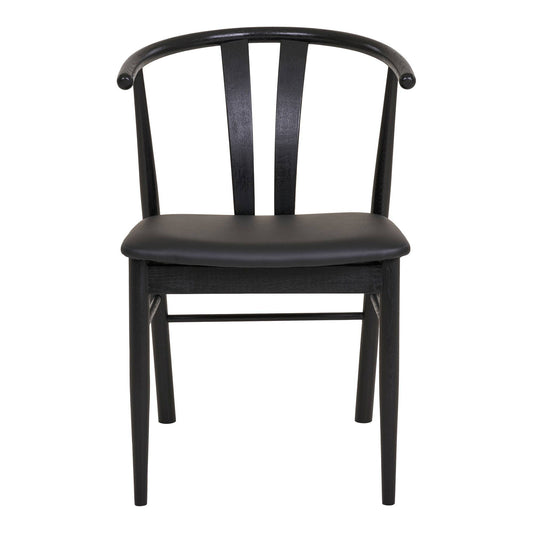 Scaun de dining din lemn de fag cu sezut din piele PU, negru