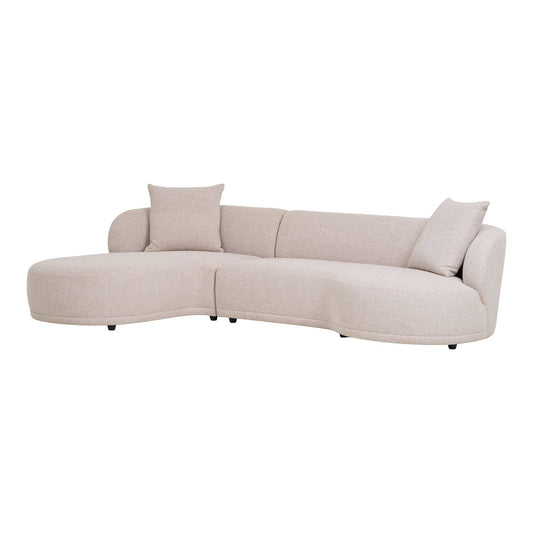 Canapea lounge cu 2 perne, orientare stanga, natur