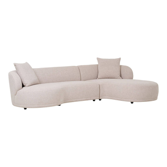 Canapea lounge cu 2 perne, orientare dreapta, natur