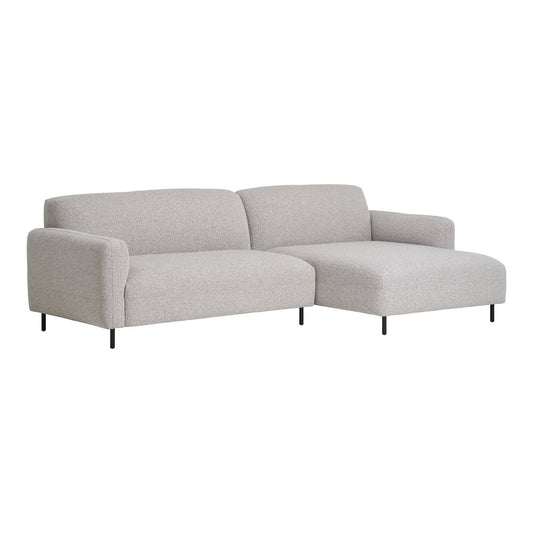 Canapea lounge, orientare dreapta, bouclé, gri deschis