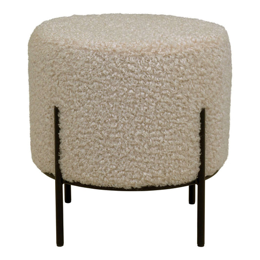 taburet cu tapiterie teddy, gri-maro, cu picioare negre