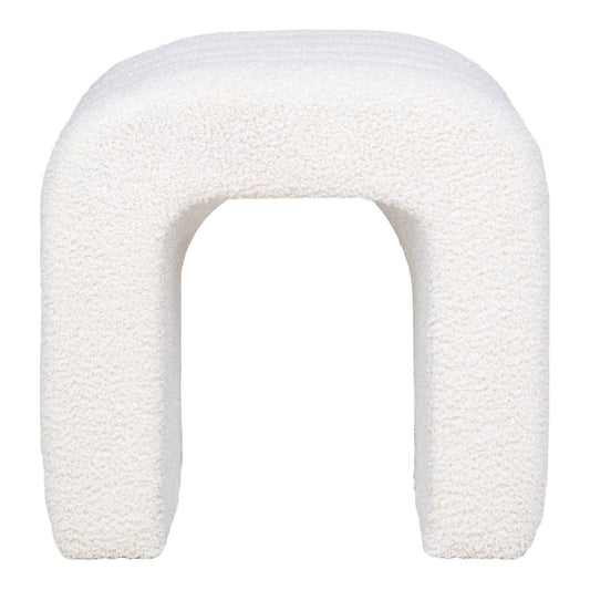 taburet cu tapiterie teddy, alb