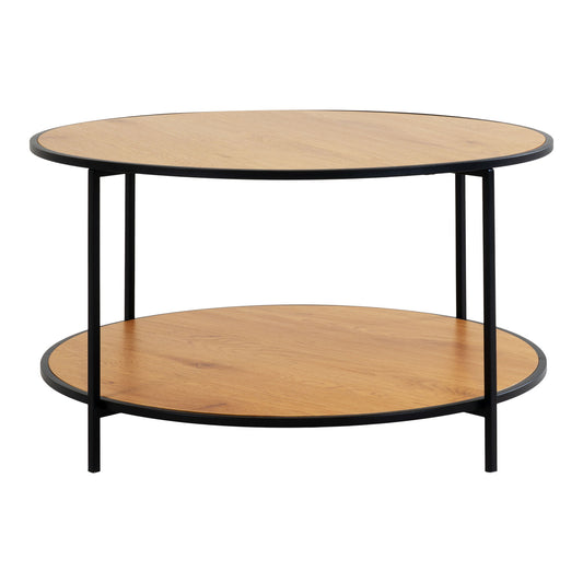 Masuta de cafea cu aspect de stejar si rama neagra