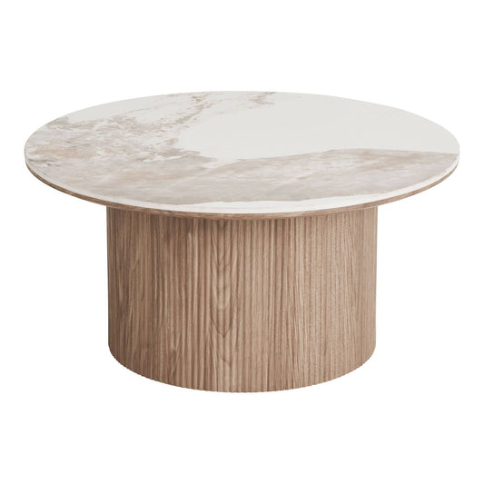 Masuta de cafea cu blat ceramic, alb/maro