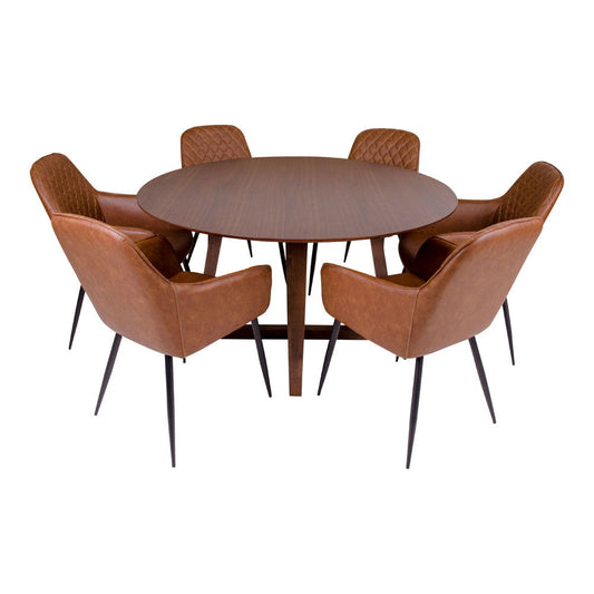 Masa de dining din furnir de nuc
