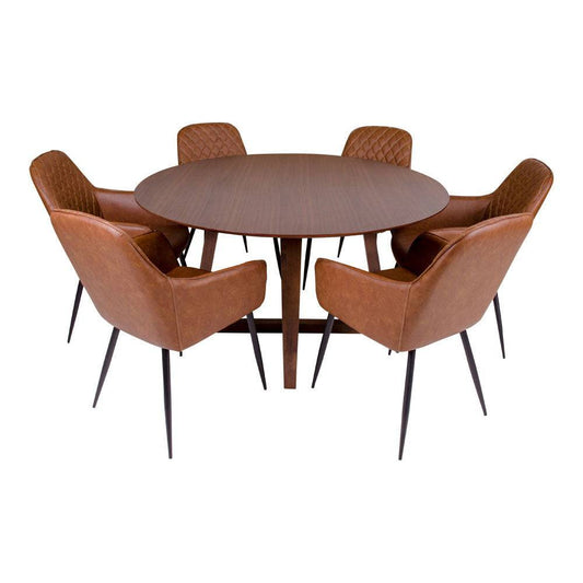 Masa de dining din furnir de nuc