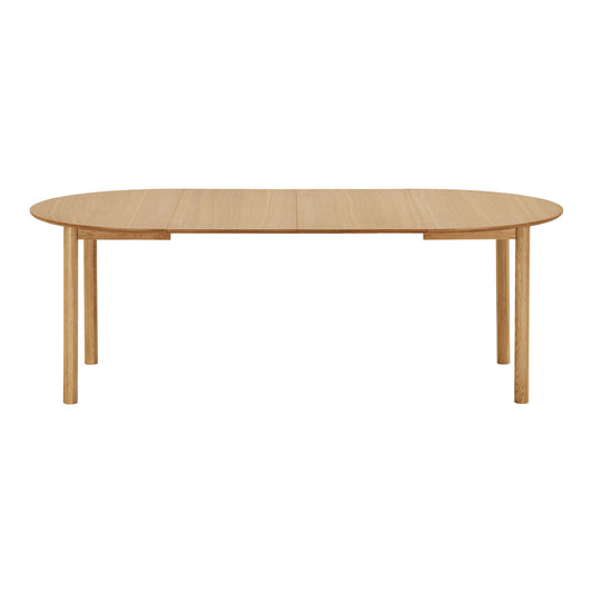 Masa de dining din furnir de stejar, natur, cu doua placi de extensie
