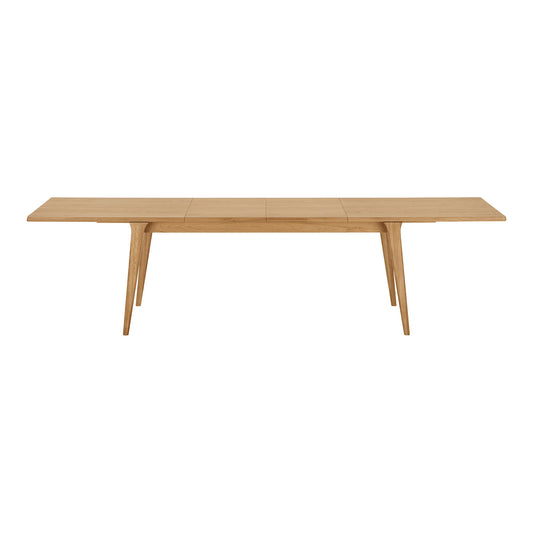 Masa de dining din furnir de stejar, natur, cu doua placi de extensie