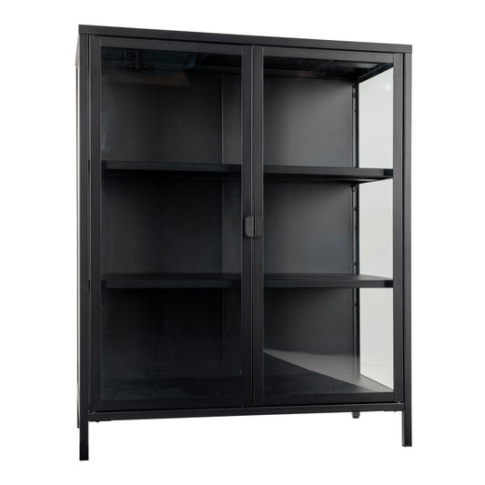 Vitrina cu 2 usi de sticla, otel, negru
