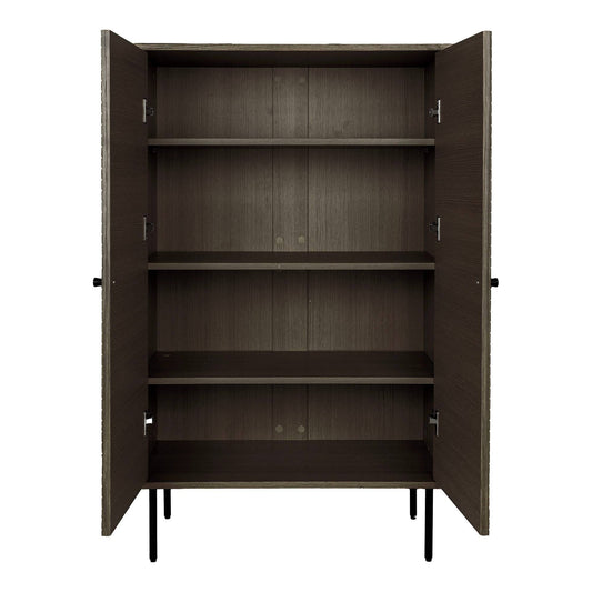 Comoda cu 2 usi, furnir de stejar afumat, picioare metalice negre