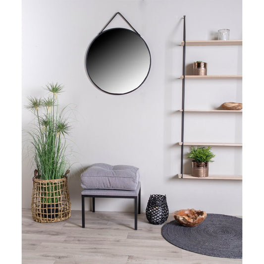 Oglinda din otel/piele artificiala, negru