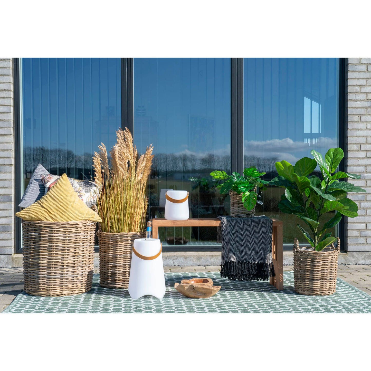 cos din ratan kubu, natur set de 4