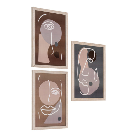 Set de postere cu rame, natur, set de 3