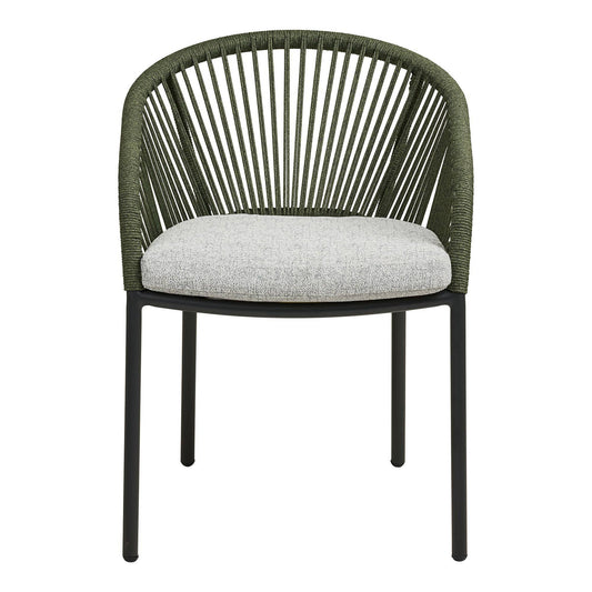 Scaun de dining din aluminiu, verde, gri cu perna inclusa