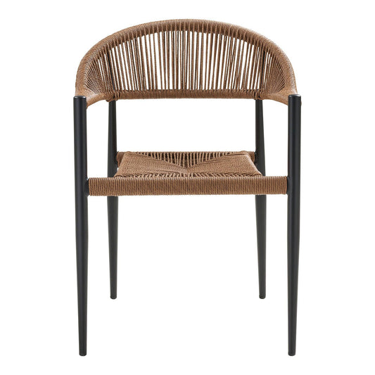 Scaun de dining, din aluminiu/PE ratan, natur, rama neagra