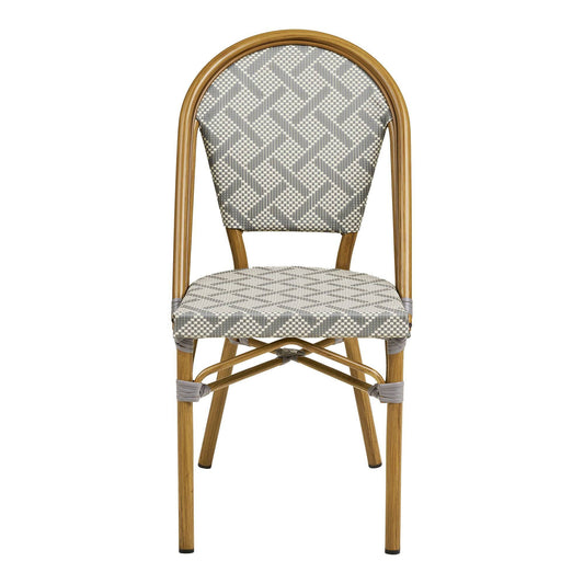 Scaun de dining din aluminiu/textil, gri cu cadru cu aspect de bambus