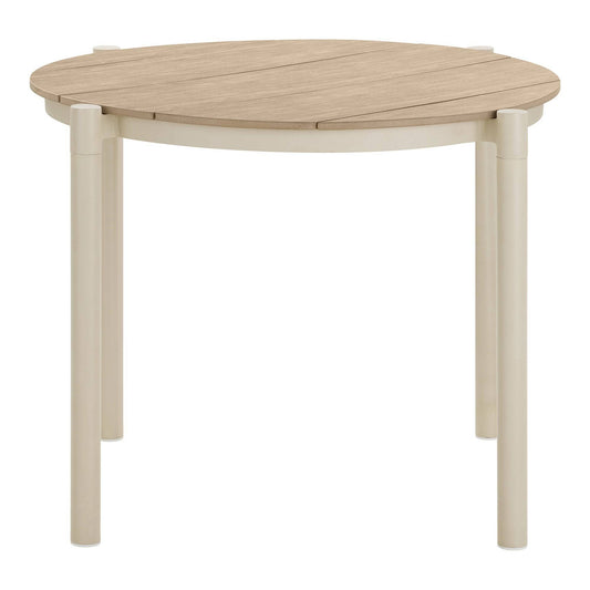 Abela Masa de dining, aluminiu/lemn artificial, nisipiu/natur