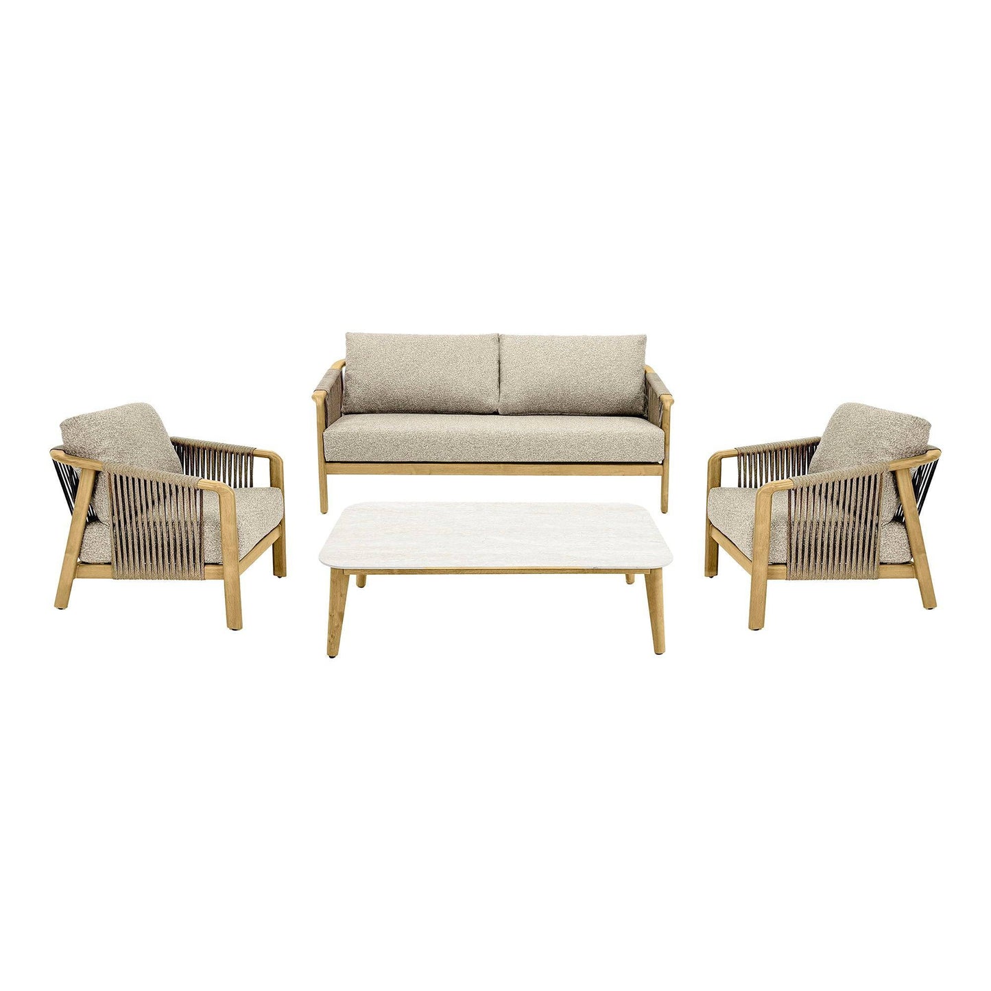 Fargo Set lounge, aluminiu, taupe/aspect lemn, incl. perne