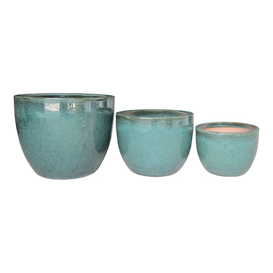 ghivece din ceramica glazurata verde