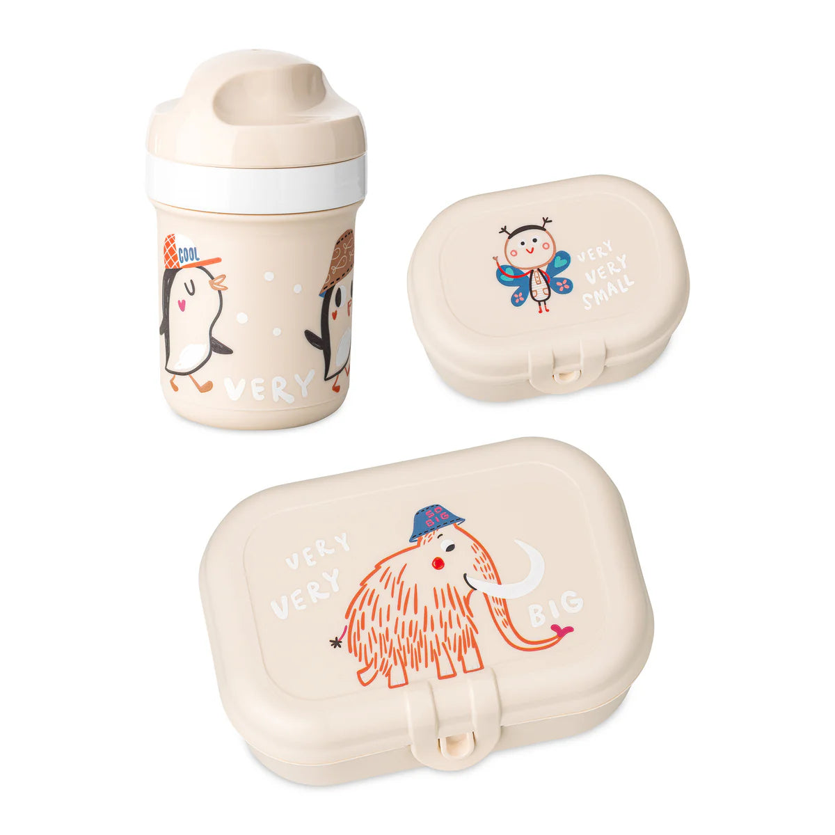 Set cutii gustare și sticlă pentru copii – Koziol HOP ON / VERY VERY TO GO