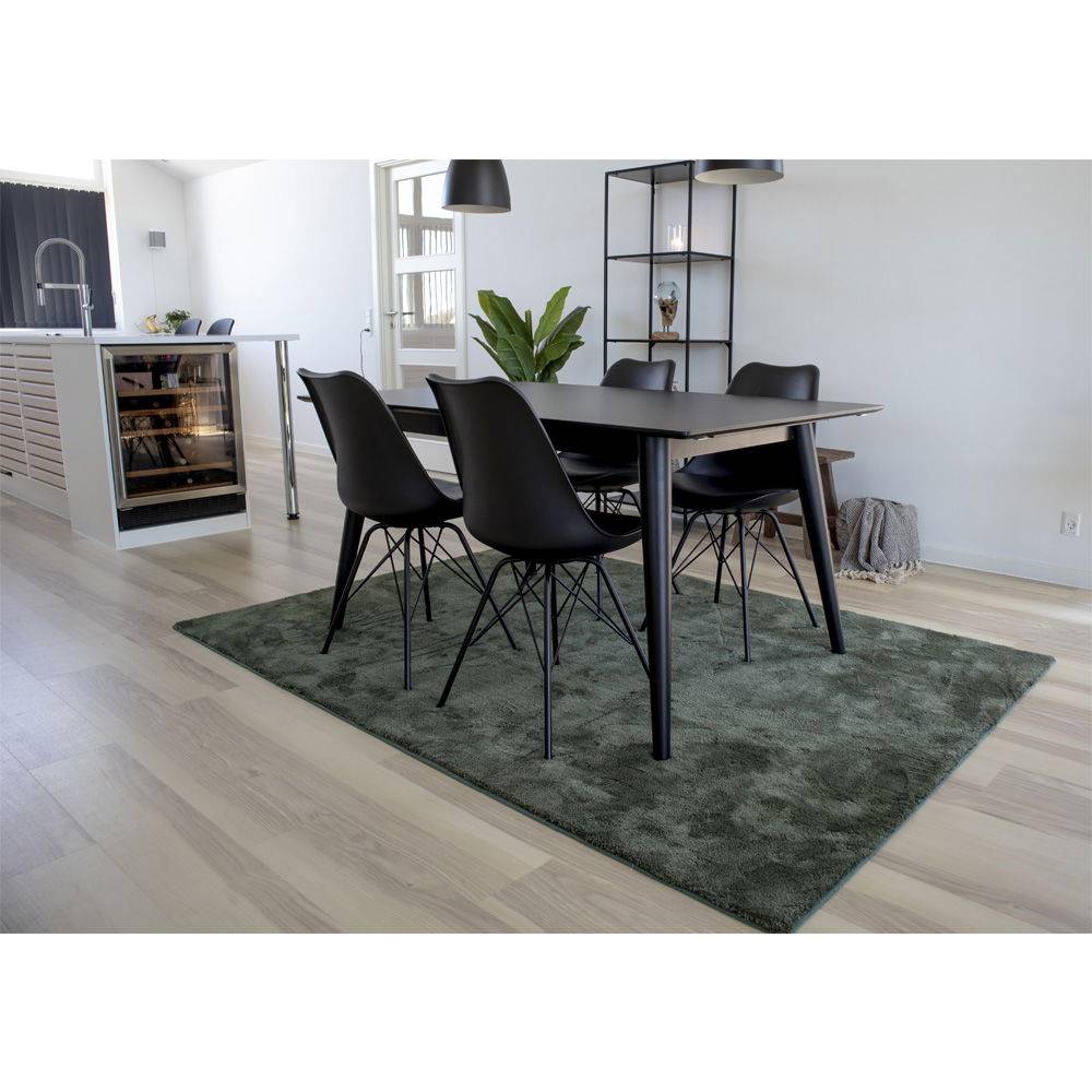 Scaun de dining - PU piele, negru, picioare negre
