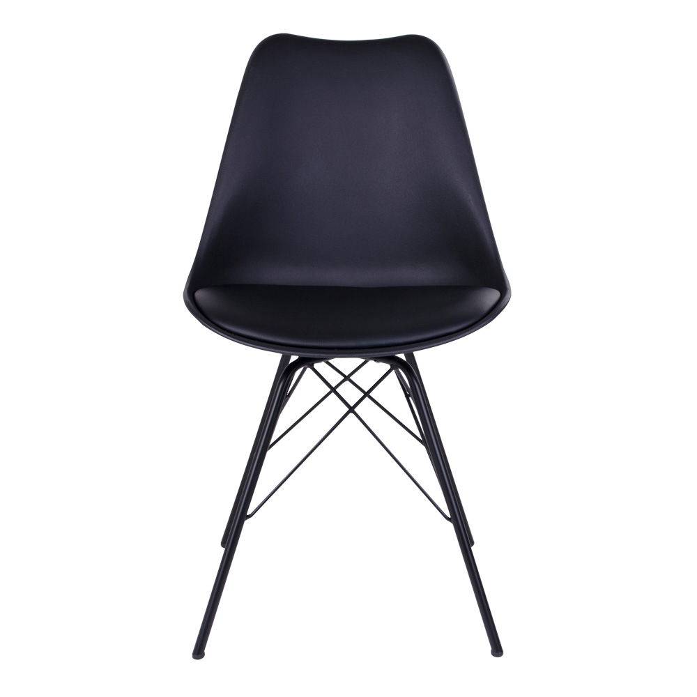 Scaun de dining - PU piele, negru, picioare negre