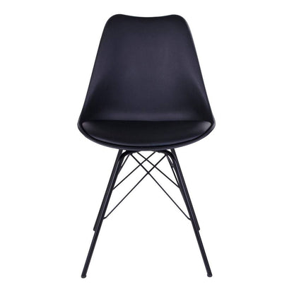 Scaun de dining - PU piele, negru, picioare negre