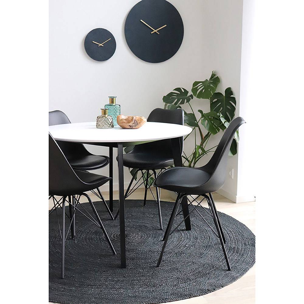 Scaun de dining - PU piele, negru, picioare negre