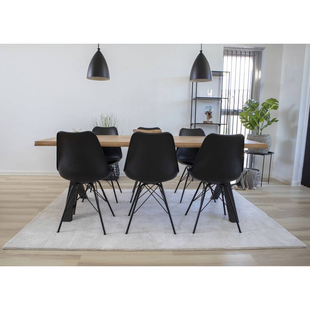 Scaun de dining - PU piele, negru, picioare negre - living scandinav